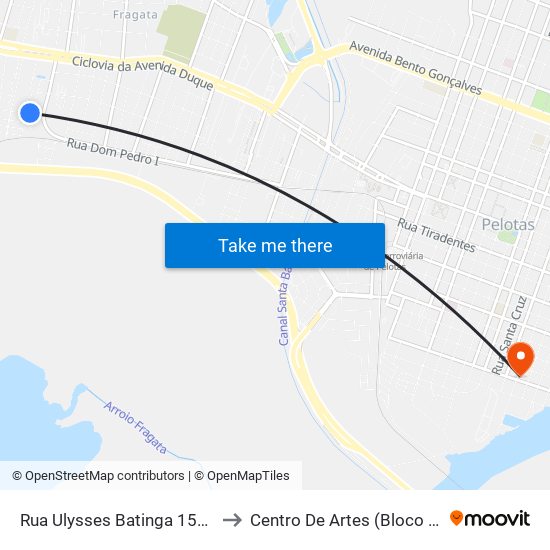 Rua Ulysses Batinga 1500 to Centro De Artes (Bloco 1) map