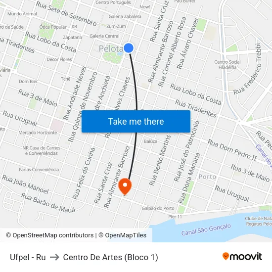 Ufpel - Ru to Centro De Artes (Bloco 1) map