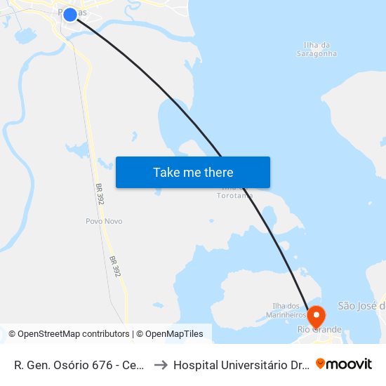 R. Gen. Osório 676 - Centro Pelotas - Rs Brasil to Hospital Universitário Dr. Miguel Riet Corrêa Jr. map