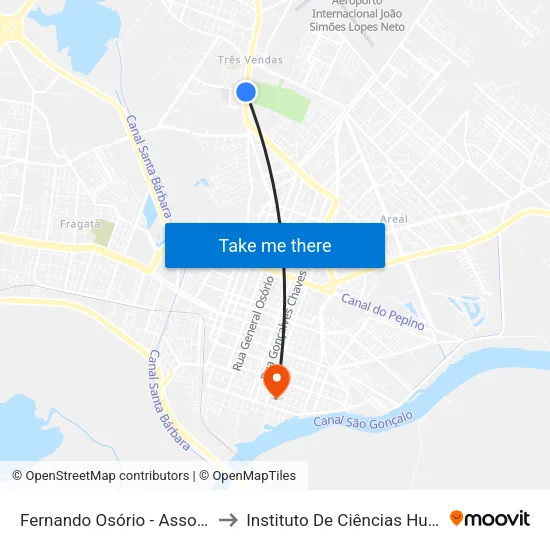 Fernando Osório - Associação Rural / Felice to Instituto De Ciências Humanas Da Ufpel - Ich map