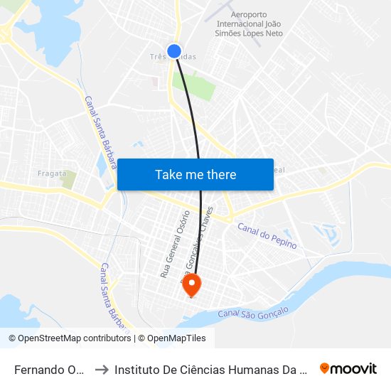 Fernando Osório to Instituto De Ciências Humanas Da Ufpel - Ich map