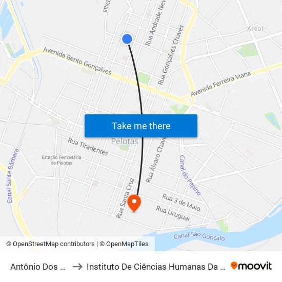 Antônio Dos Anjos to Instituto De Ciências Humanas Da Ufpel - Ich map