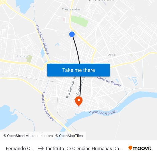 Fernando Osório to Instituto De Ciências Humanas Da Ufpel - Ich map