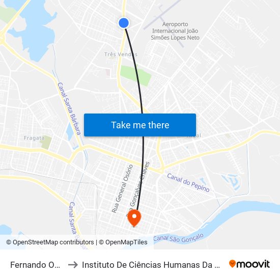 Fernando Osório to Instituto De Ciências Humanas Da Ufpel - Ich map