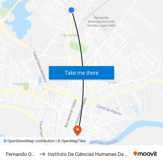 Fernando Osório to Instituto De Ciências Humanas Da Ufpel - Ich map