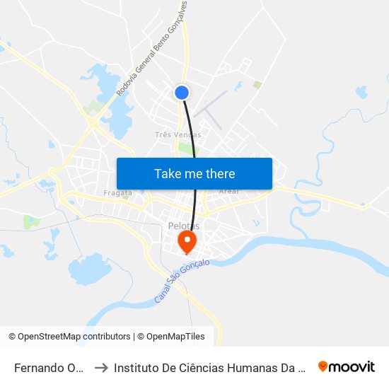 Fernando Osório to Instituto De Ciências Humanas Da Ufpel - Ich map