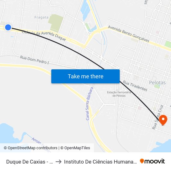 Duque De Caxias - Próx. Ciep to Instituto De Ciências Humanas Da Ufpel - Ich map