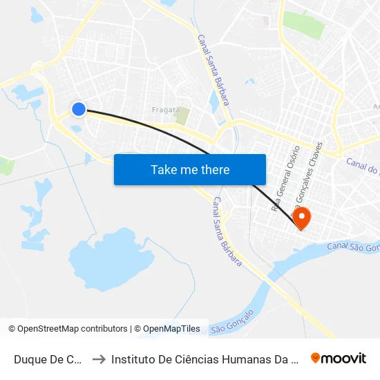 Duque De Caxias to Instituto De Ciências Humanas Da Ufpel - Ich map