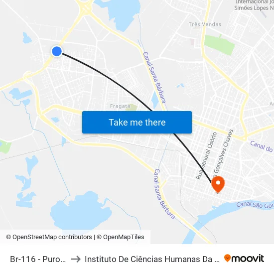 Br-116 - Puro Grão to Instituto De Ciências Humanas Da Ufpel - Ich map