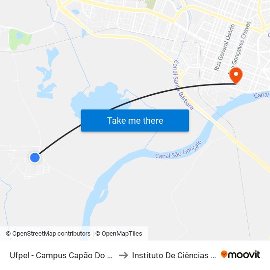 Ufpel - Campus Capão Do Leão - Controle De Zoonoses to Instituto De Ciências Humanas Da Ufpel - Ich map