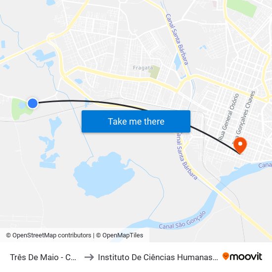 Três De Maio - Campestre to Instituto De Ciências Humanas Da Ufpel - Ich map