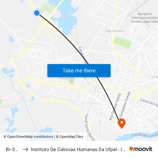 Br-392 to Instituto De Ciências Humanas Da Ufpel - Ich map