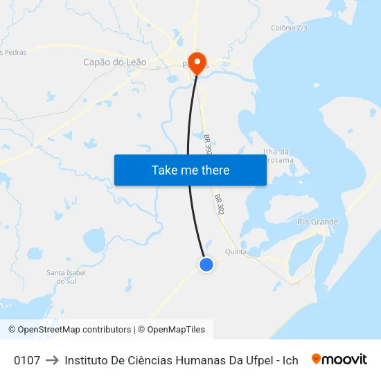 0107 to Instituto De Ciências Humanas Da Ufpel - Ich map