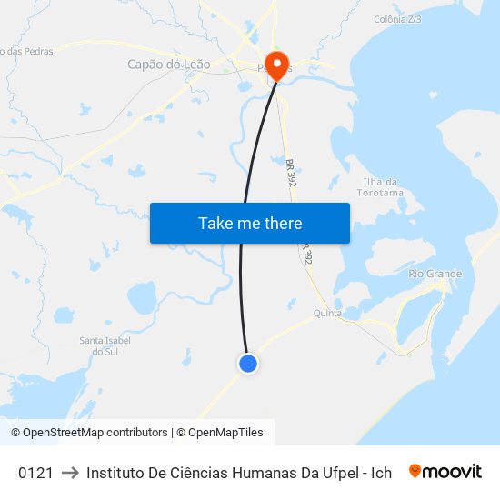0121 to Instituto De Ciências Humanas Da Ufpel - Ich map