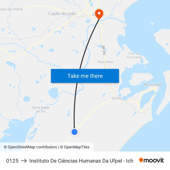 0125 to Instituto De Ciências Humanas Da Ufpel - Ich map