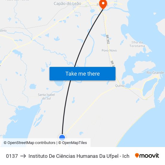 0137 to Instituto De Ciências Humanas Da Ufpel - Ich map
