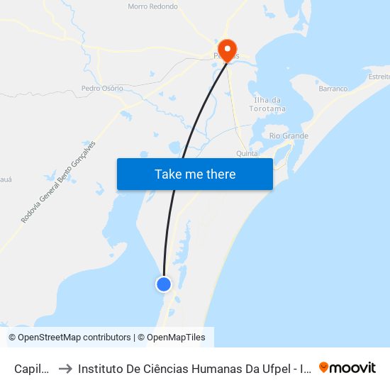 Capilha to Instituto De Ciências Humanas Da Ufpel - Ich map