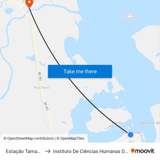 Estação Tamandaré 4 to Instituto De Ciências Humanas Da Ufpel - Ich map