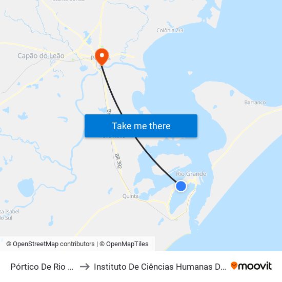 Pórtico De Rio Grande to Instituto De Ciências Humanas Da Ufpel - Ich map