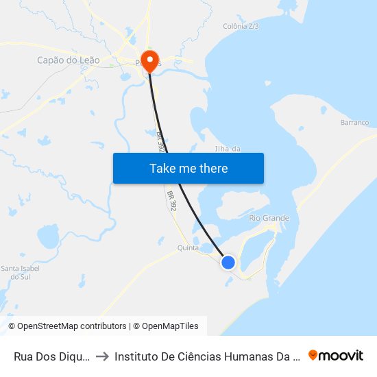 Rua Dos Dique, 46 to Instituto De Ciências Humanas Da Ufpel - Ich map