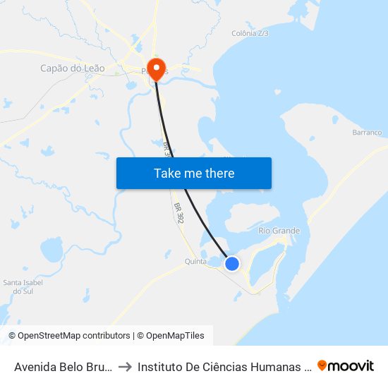 Avenida Belo Brum, 2410 to Instituto De Ciências Humanas Da Ufpel - Ich map