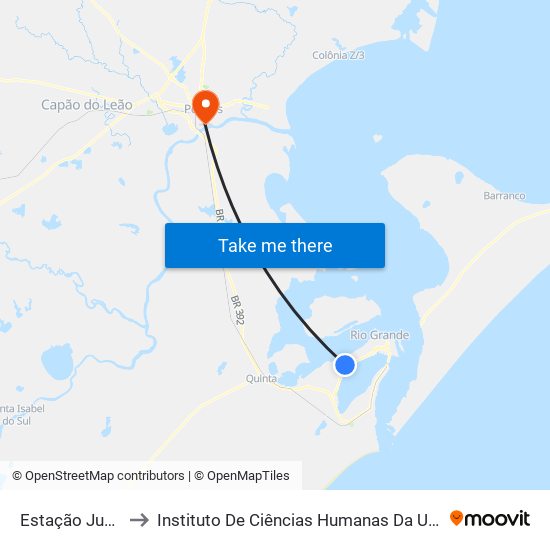 Estação Junção to Instituto De Ciências Humanas Da Ufpel - Ich map