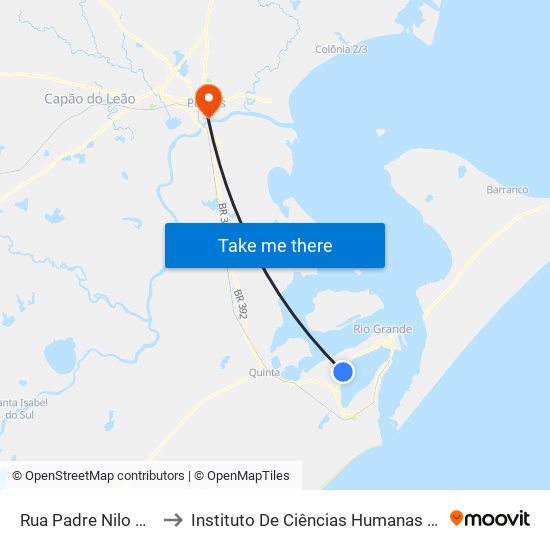 Rua Padre Nilo Gollo, 27 to Instituto De Ciências Humanas Da Ufpel - Ich map