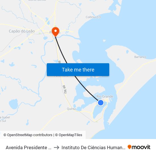 Avenida Presidente Vargas, 729 to Instituto De Ciências Humanas Da Ufpel - Ich map