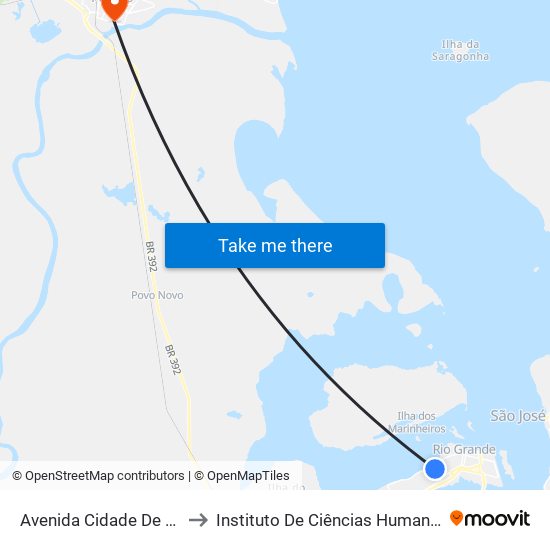 Avenida Cidade De Pelotas, 570 to Instituto De Ciências Humanas Da Ufpel - Ich map