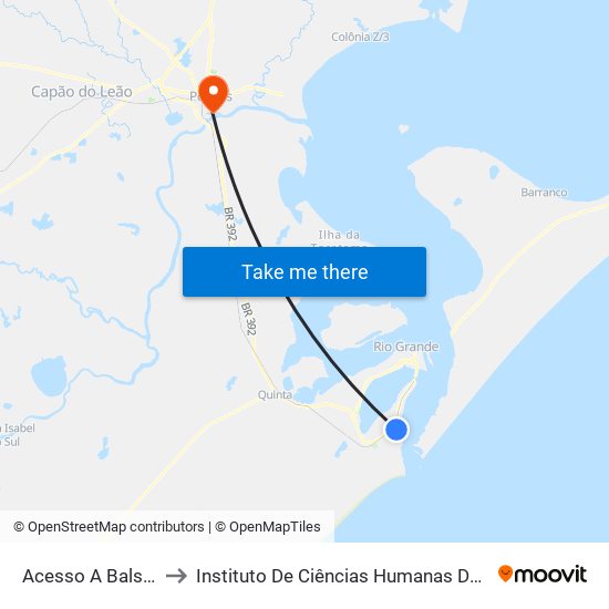 Acesso A Balsa, 100 to Instituto De Ciências Humanas Da Ufpel - Ich map