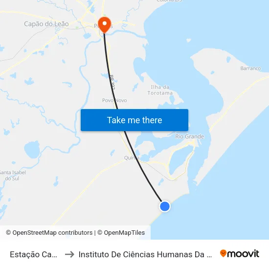Estação Cassino to Instituto De Ciências Humanas Da Ufpel - Ich map