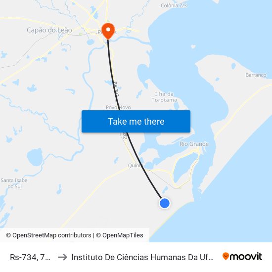 Rs-734, 7329 to Instituto De Ciências Humanas Da Ufpel - Ich map