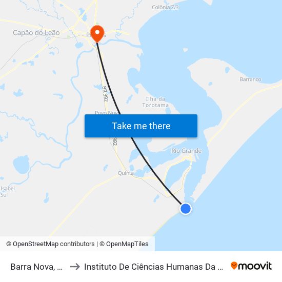 Barra Nova, 5000 to Instituto De Ciências Humanas Da Ufpel - Ich map