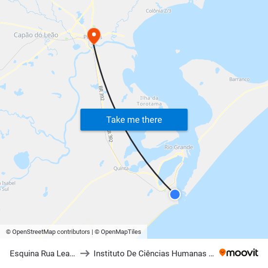 Esquina Rua Leal Santos to Instituto De Ciências Humanas Da Ufpel - Ich map