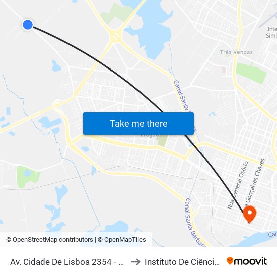 Av. Cidade De Lisboa 2354 - Fragata Pelotas - Rs 96050-510 Brasil to Instituto De Ciências Humanas Da Ufpel - Ich map