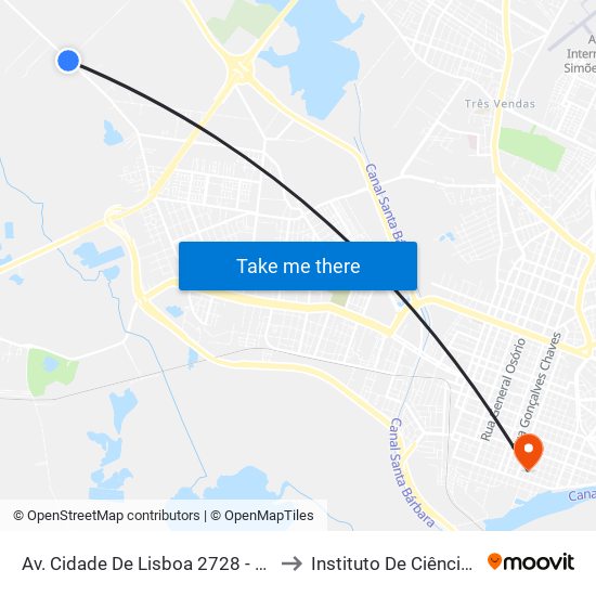 Av. Cidade De Lisboa 2728 - Fragata Pelotas - Rs 96050-510 Brasil to Instituto De Ciências Humanas Da Ufpel - Ich map