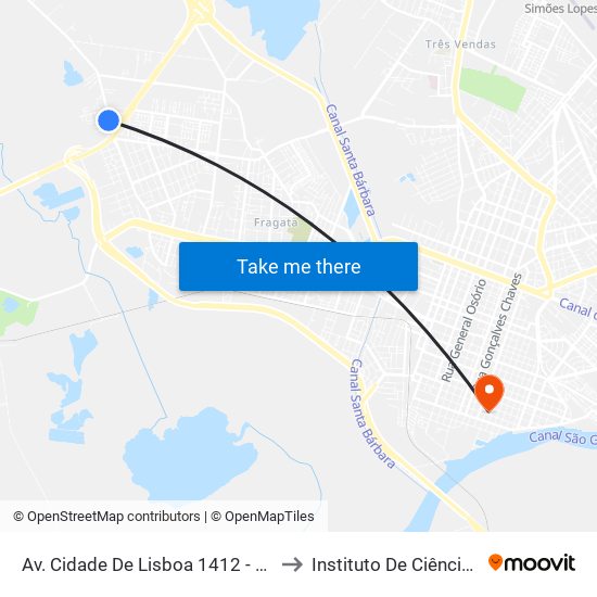 Av. Cidade De Lisboa 1412 - Fragata Pelotas - Rs 96050-510 Brasil to Instituto De Ciências Humanas Da Ufpel - Ich map