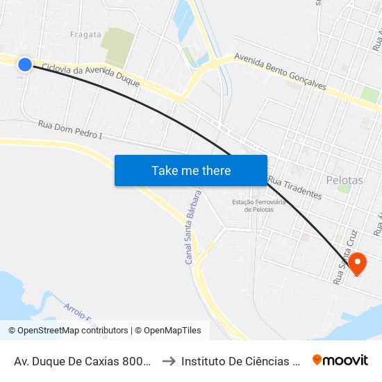 Av. Duque De Caxias 8002-8214 Pelotas - Rs Brasil to Instituto De Ciências Humanas Da Ufpel - Ich map