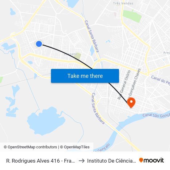 R. Rodrigues Alves 416 - Fragata Pelotas - Rs 96045-640 Brasil to Instituto De Ciências Humanas Da Ufpel - Ich map