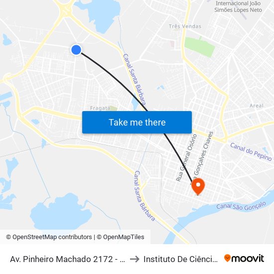 Av. Pinheiro Machado 2172 - Fragata Pelotas - Rs 96040-500 Brasil to Instituto De Ciências Humanas Da Ufpel - Ich map