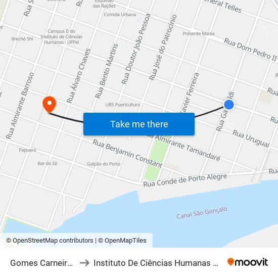 Gomes Carneiro - Ceiq to Instituto De Ciências Humanas Da Ufpel - Ich map