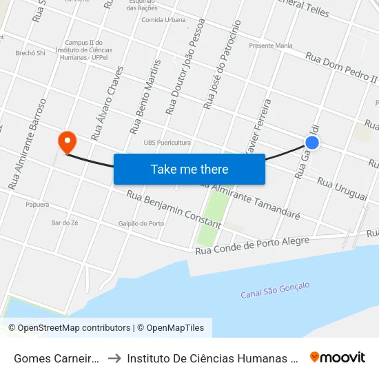 Gomes Carneiro - Ceiq to Instituto De Ciências Humanas Da Ufpel - Ich map