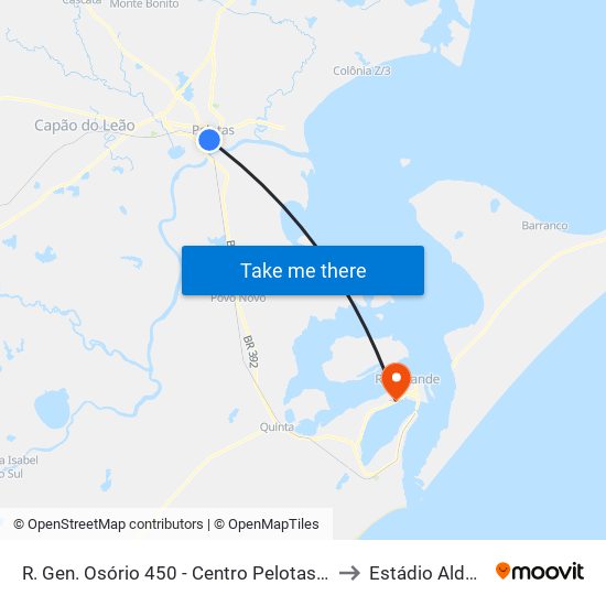R. Gen. Osório 450 - Centro Pelotas - Rs 96020-000 Brasil to Estádio Aldo Dapuzzo map