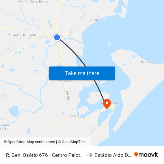 R. Gen. Osório 676 - Centro Pelotas - Rs Brasil to Estádio Aldo Dapuzzo map