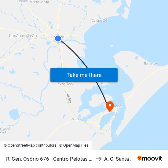 R. Gen. Osório 676 - Centro Pelotas - Rs Brasil to A. C. Santa Casa map