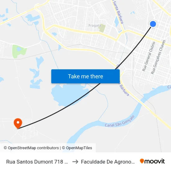 Rua Santos Dumont 718 Pelotas - Rio Grande Do Sul 96020 Brasil to Faculdade De Agronomia Eliseu Maciel - Faem - Prédio 02 map