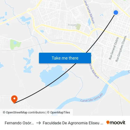 Fernando Osório - Tumelero to Faculdade De Agronomia Eliseu Maciel - Faem - Prédio 02 map
