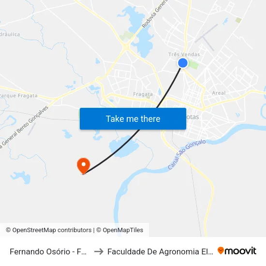 Fernando Osório - Felice / Associação Rural to Faculdade De Agronomia Eliseu Maciel - Faem - Prédio 02 map