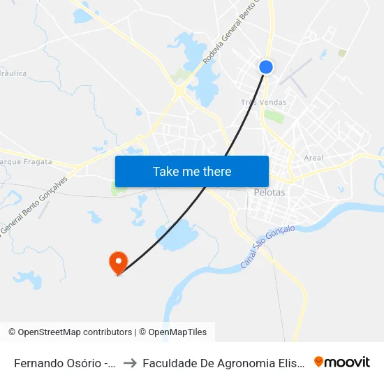Fernando Osório - Esc. Adolfo Fetter to Faculdade De Agronomia Eliseu Maciel - Faem - Prédio 02 map