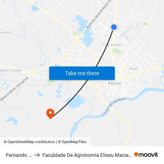 Fernando Osório to Faculdade De Agronomia Eliseu Maciel - Faem - Prédio 02 map